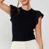 CURRENT AIR Ruffled Sweater Knit Tank Blouses
