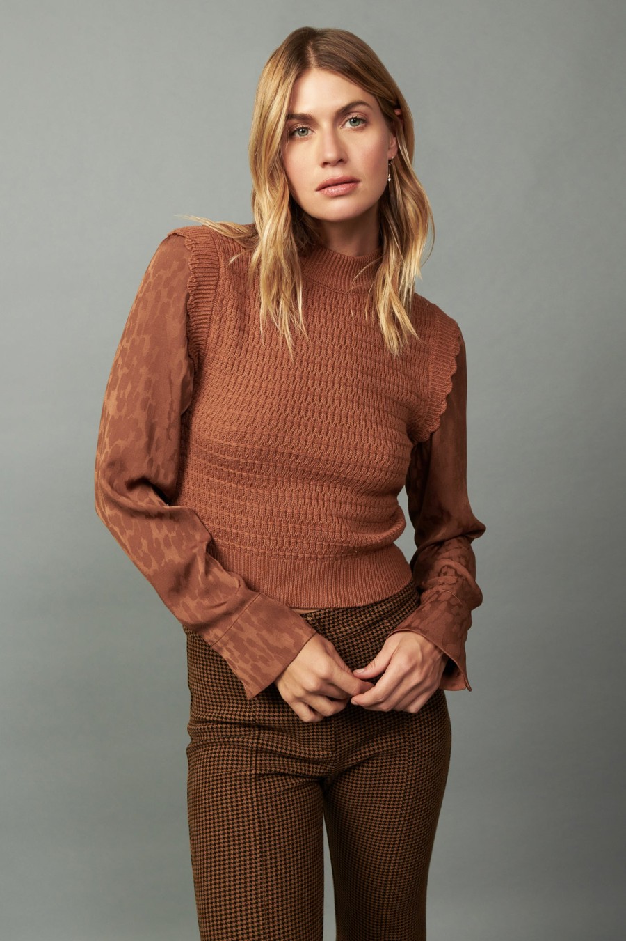 CURRENT AIR Contrast Mockneck Sweater Coats & Jackets