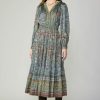 CURRENT AIR Border Printed Floral Midi Dress Midi Dresses