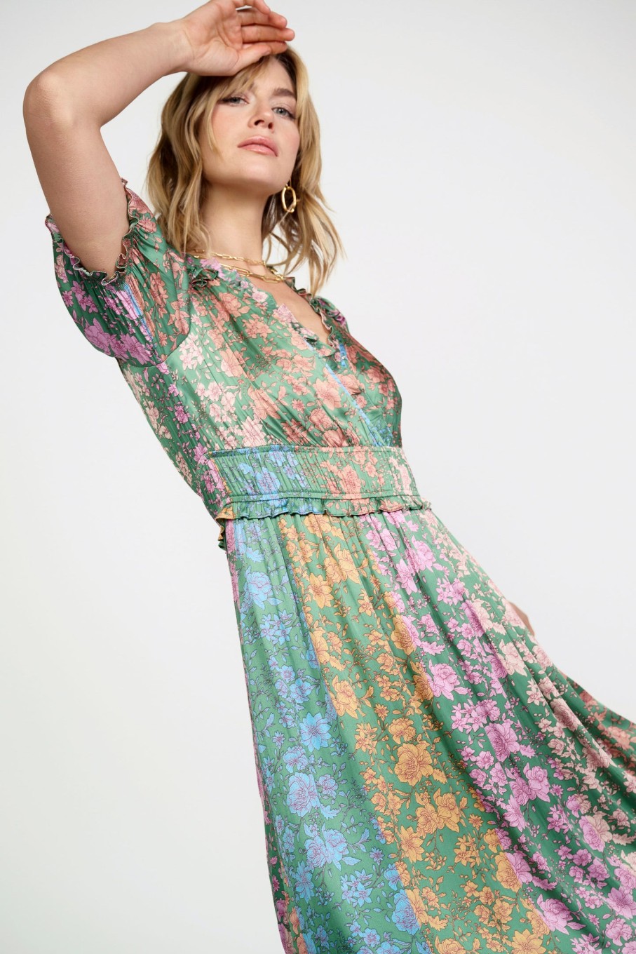 CURRENT AIR Gradient Floral Surplice Midi Dress Midi Dresses