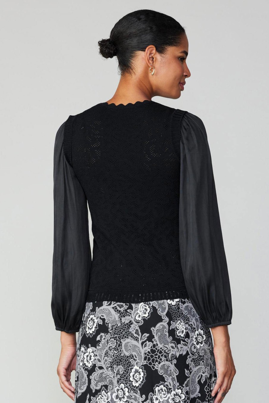 CURRENT AIR Textural Knit Sweater Top Long Sleeve Tops