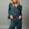 CURRENT AIR Pleated Sleeve Button Blouse Blouses
