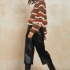 CURRENT AIR Striped Ruffled Mock Neck Sweater Coats & Jackets
