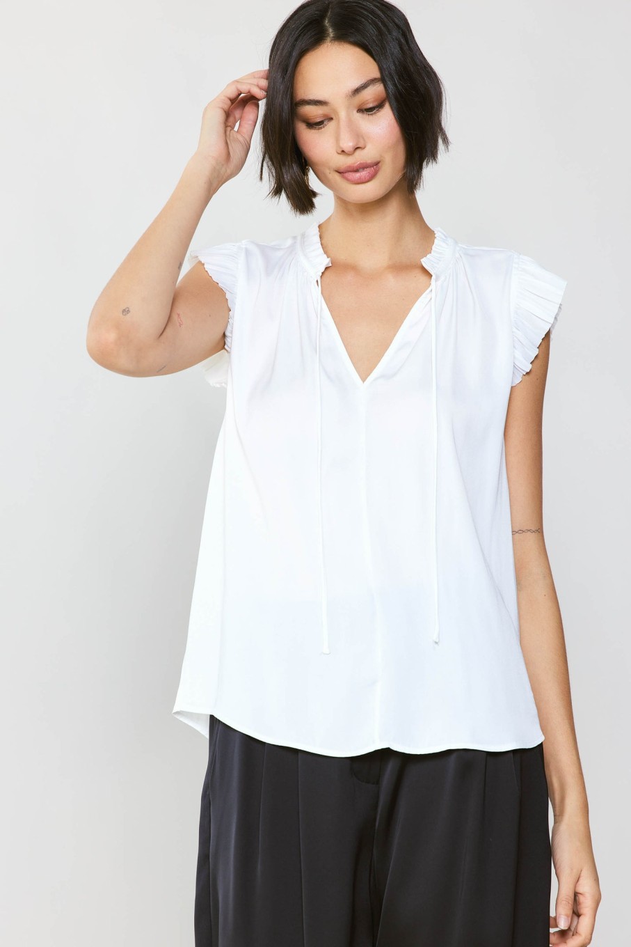 CURRENT AIR Margot Pleated Sleeve Blouse Blouses