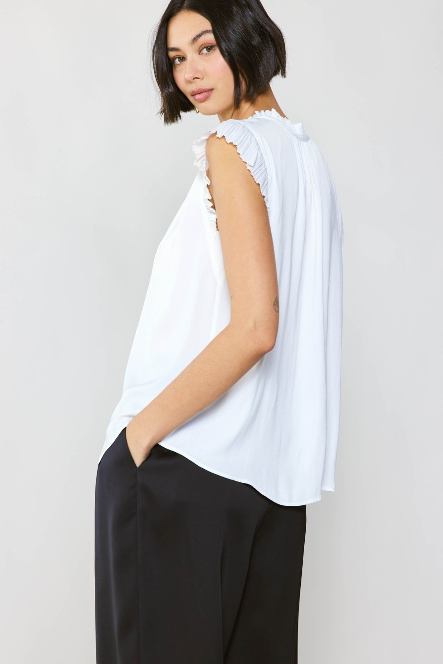 CURRENT AIR Margot Pleated Sleeve Blouse Blouses