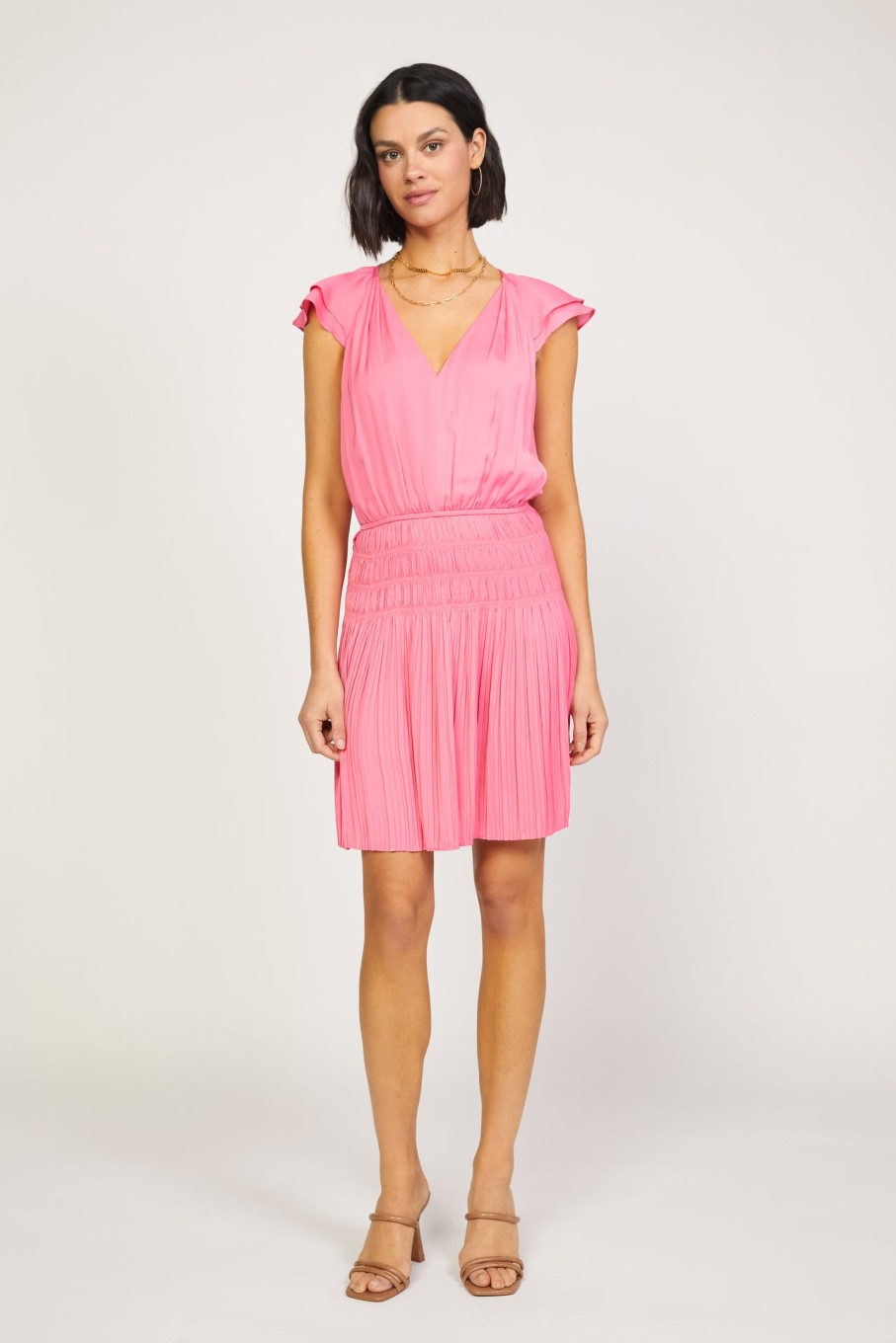CURRENT AIR Talia Flutter Sleeve Mini Dress Mini Dresses