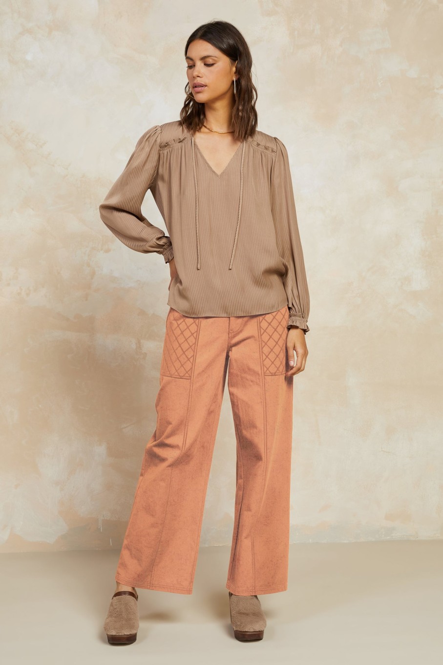 CURRENT AIR Ruffled Yoke Blouse Blouses