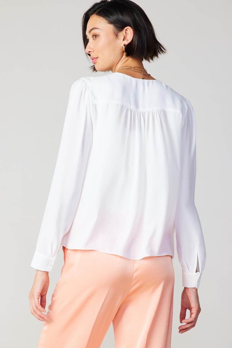 CURRENT AIR Pleat Detail Buttondown Shirt Blouses