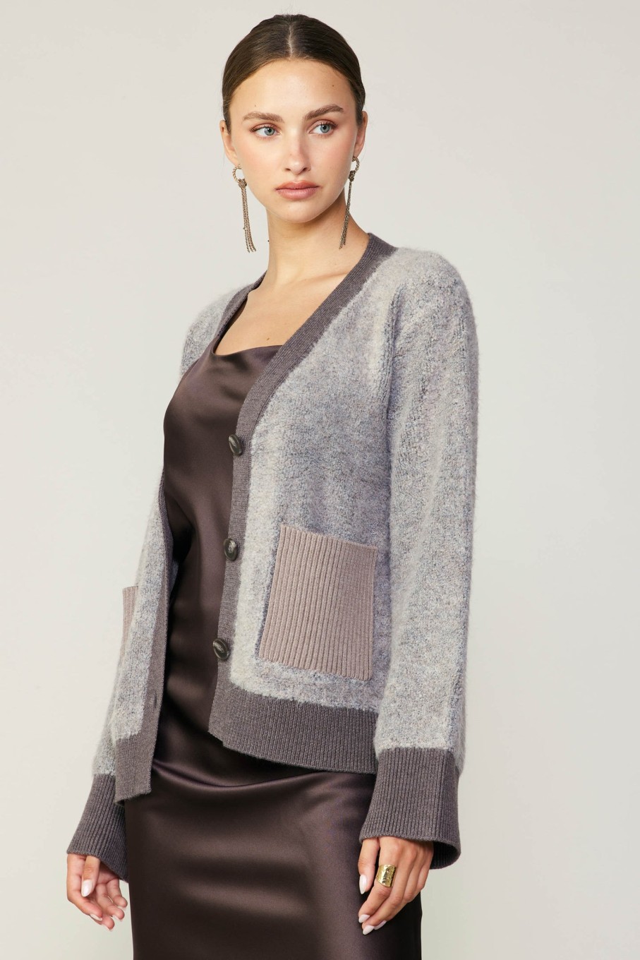 CURRENT AIR Contrast Pocket Cardigan Sweaters