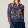 CURRENT AIR Floral Jacquard Zip Sweater Sweaters