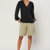 CURRENT AIR Gathered Long Sleeve Top Blouses