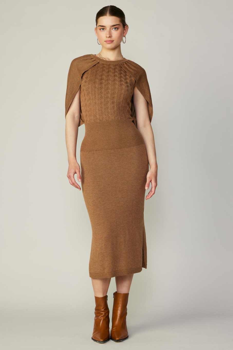 CURRENT AIR Cape Layered Midi Sweater Dress Midi Dresses