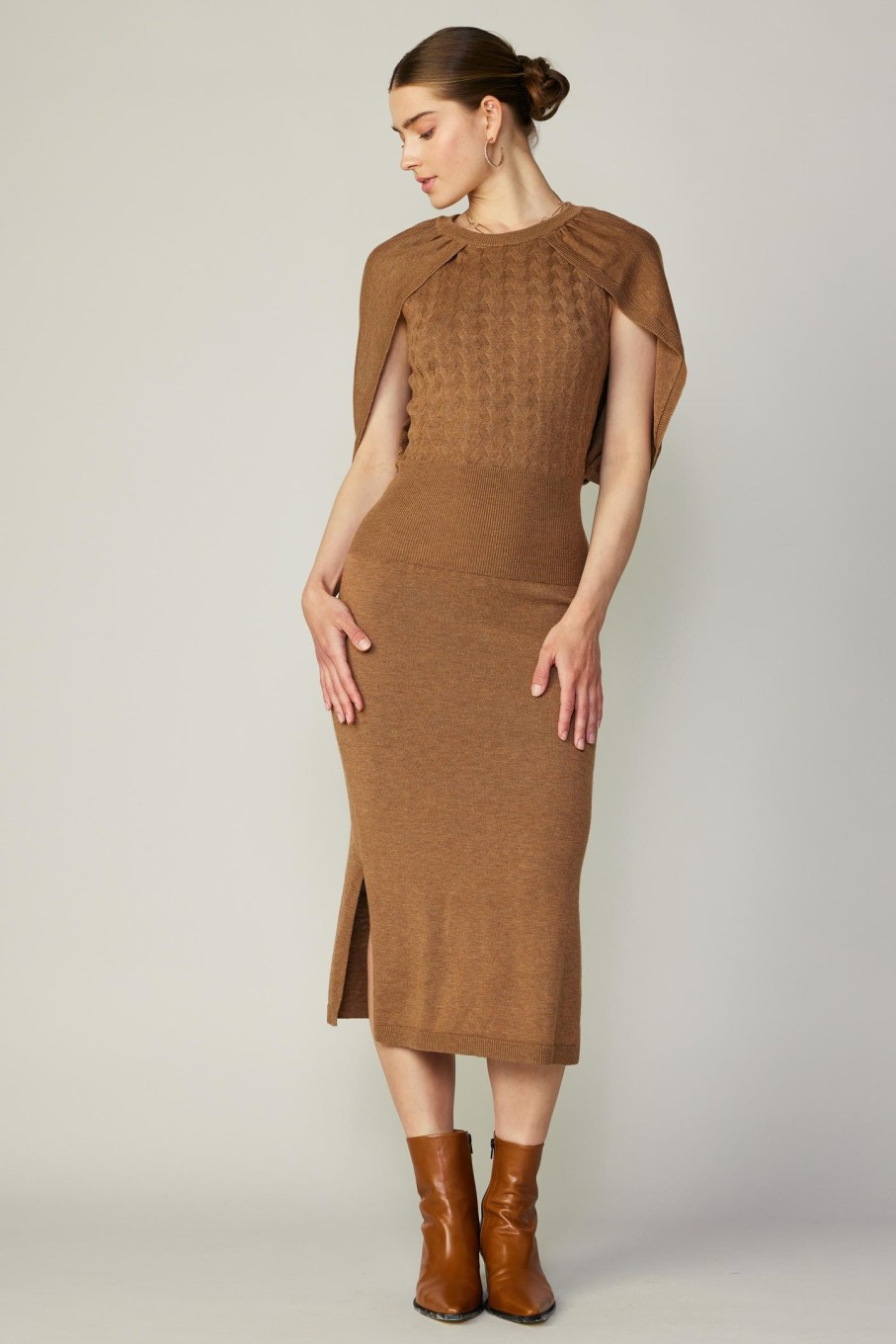 CURRENT AIR Cape Layered Midi Sweater Dress Midi Dresses