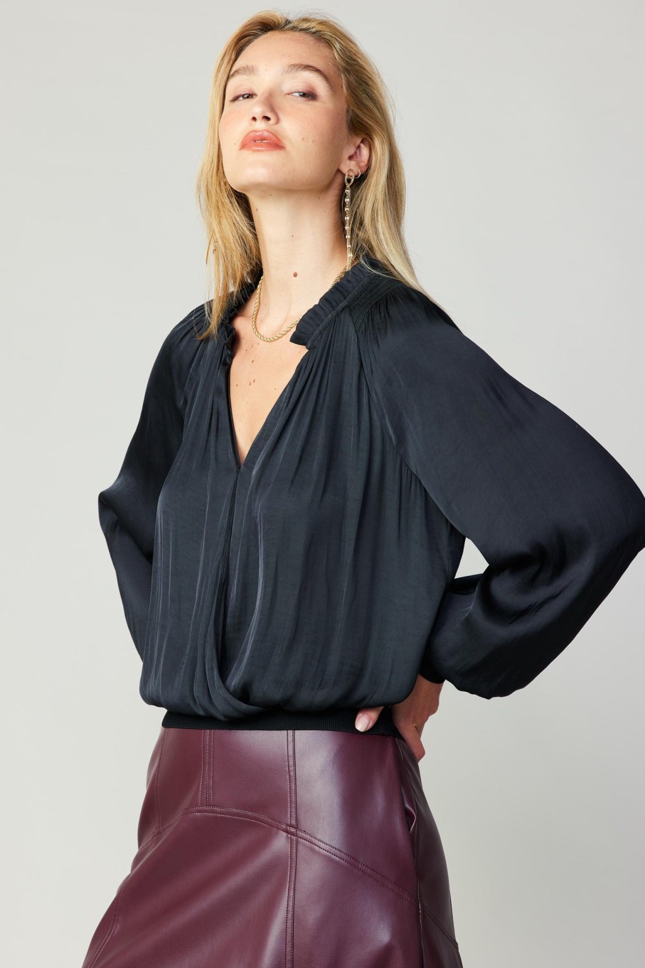 CURRENT AIR Ruffled Surplice Blouse Blouses