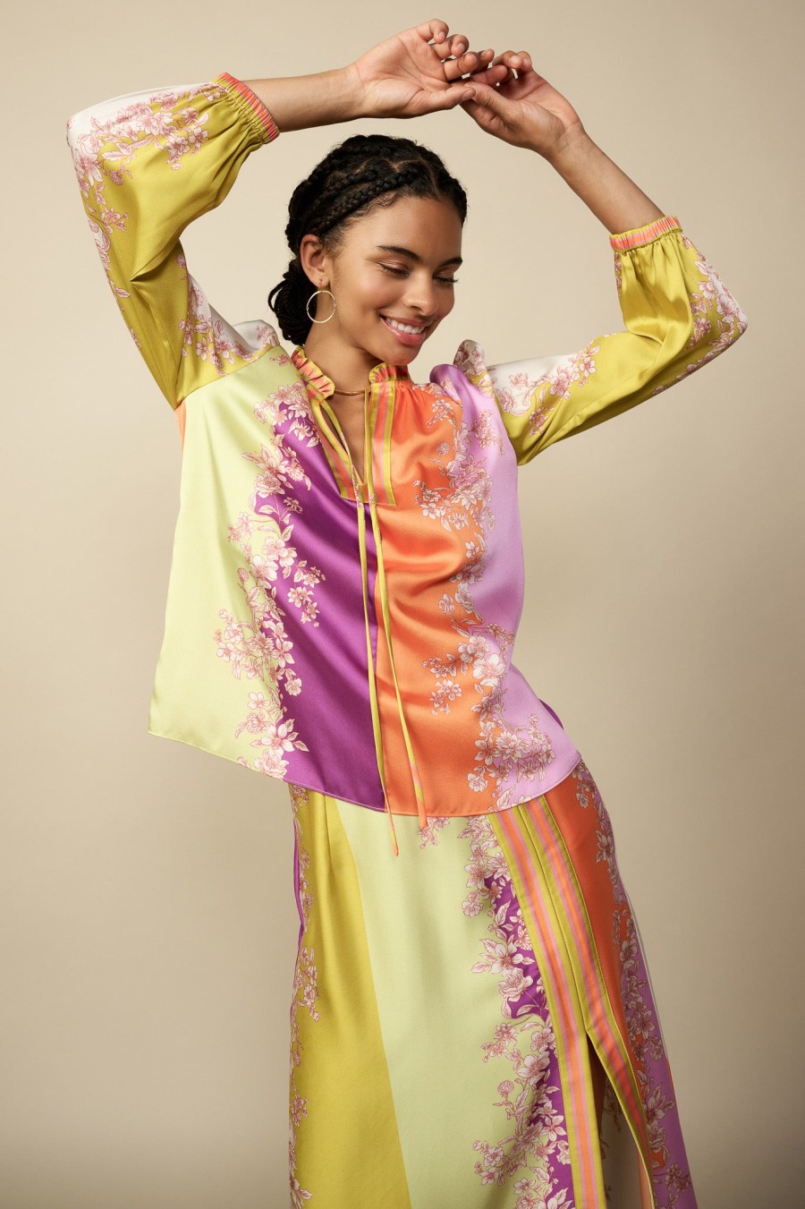 CURRENT AIR Floral Block Printed Blouse Blouses