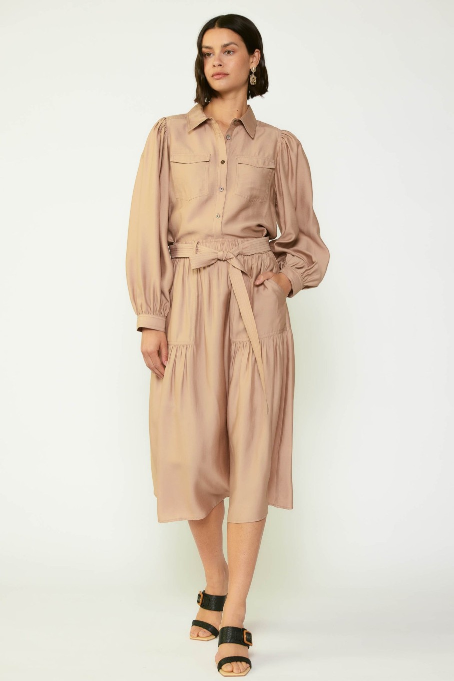 CURRENT AIR Belted Midi Skirt Skirts