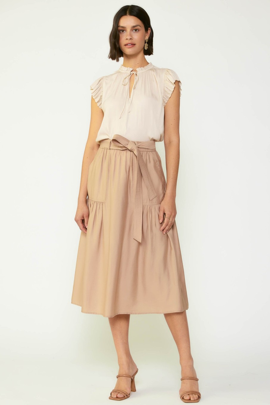 CURRENT AIR Belted Midi Skirt Skirts