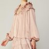 CURRENT AIR Ruffle Cape Blouse Long Sleeve Tops
