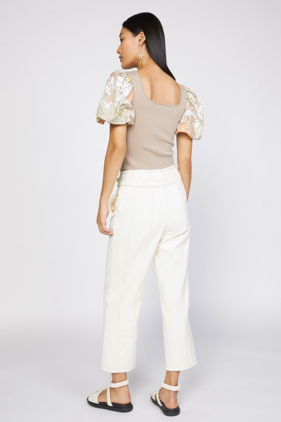 CURRENT AIR Contrast Floral Sweater Top Sweaters