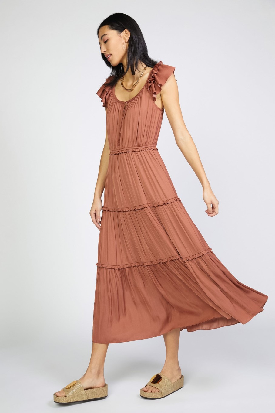 CURRENT AIR Flutter Sleeve Midi Dress Midi Dresses