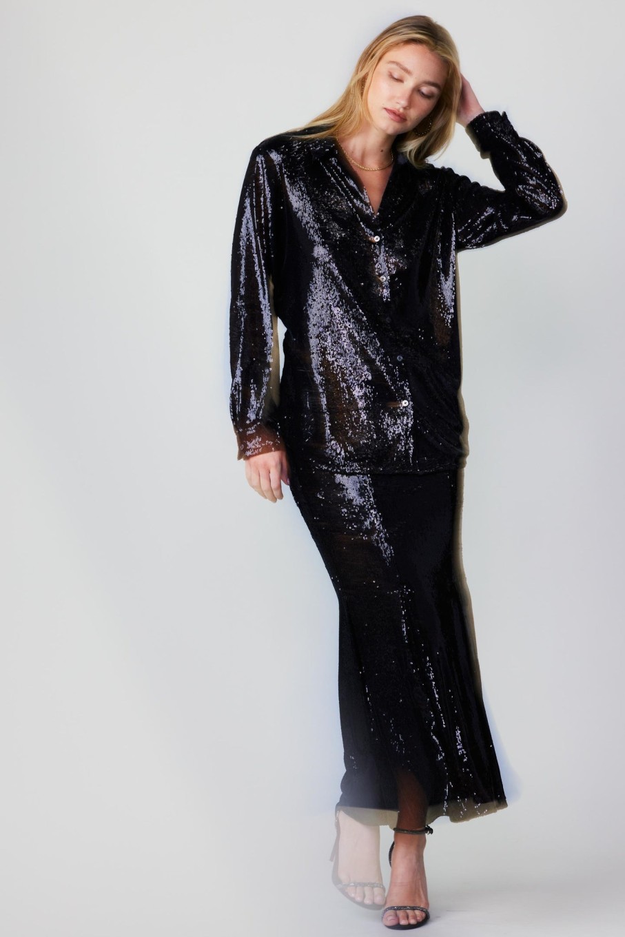 CURRENT AIR Sequin Buttonup Shirt Sets