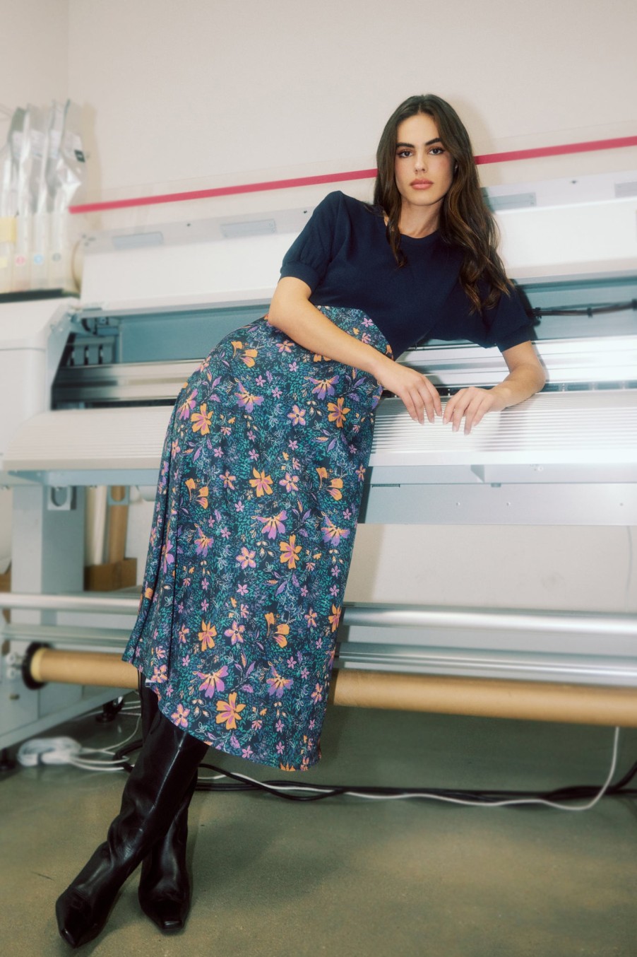 CURRENT AIR Contrast Knit Midi Dress Knitwear