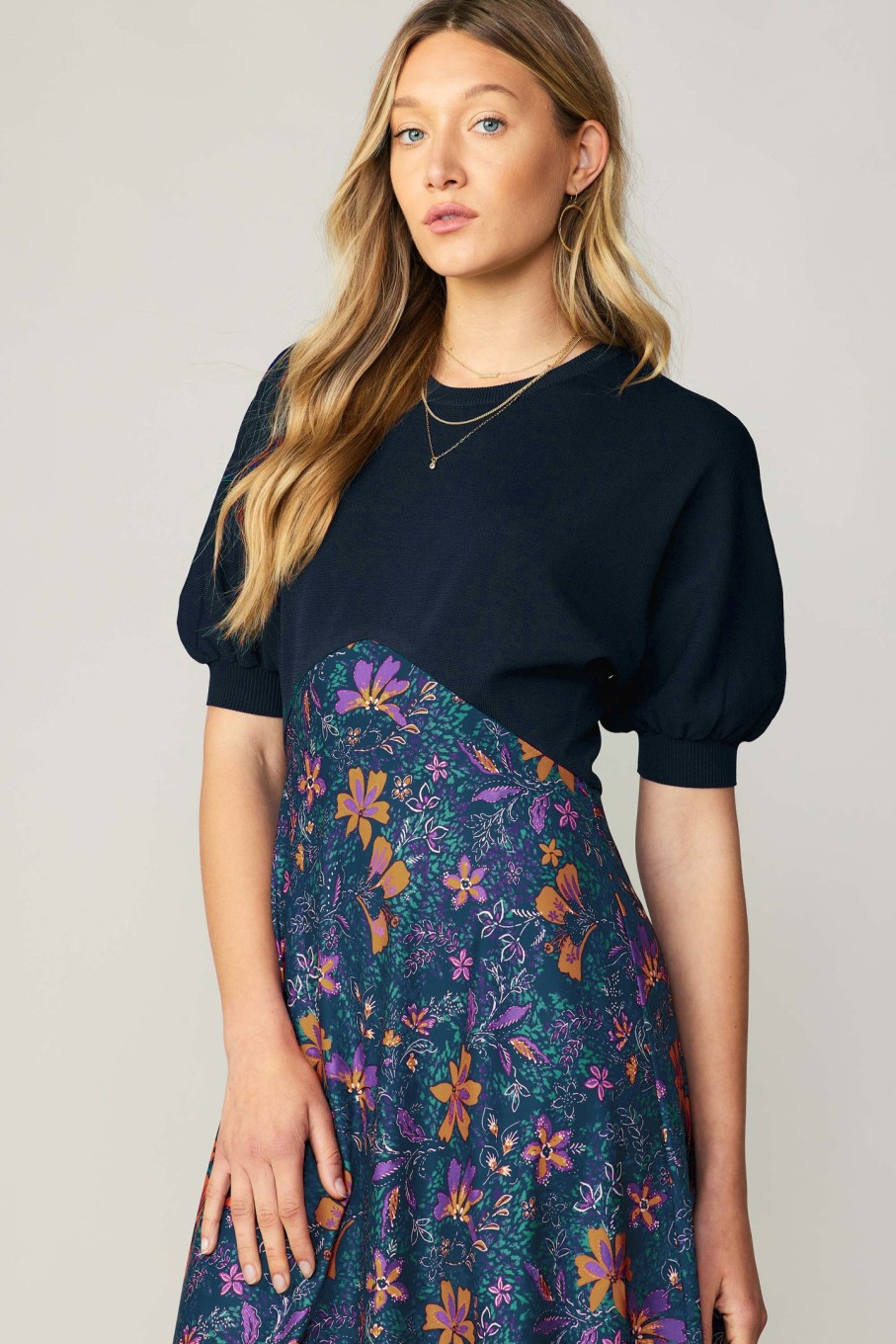 CURRENT AIR Contrast Knit Midi Dress Knitwear