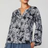 CURRENT AIR Noir Floral Blouse Long Sleeve Tops
