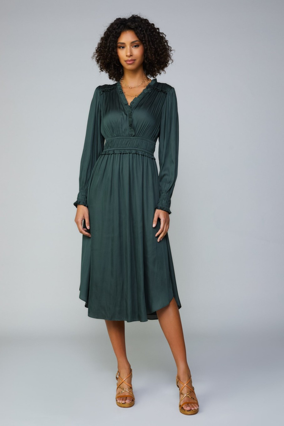 CURRENT AIR Surplice Bodice Midi Dress Midi Dresses