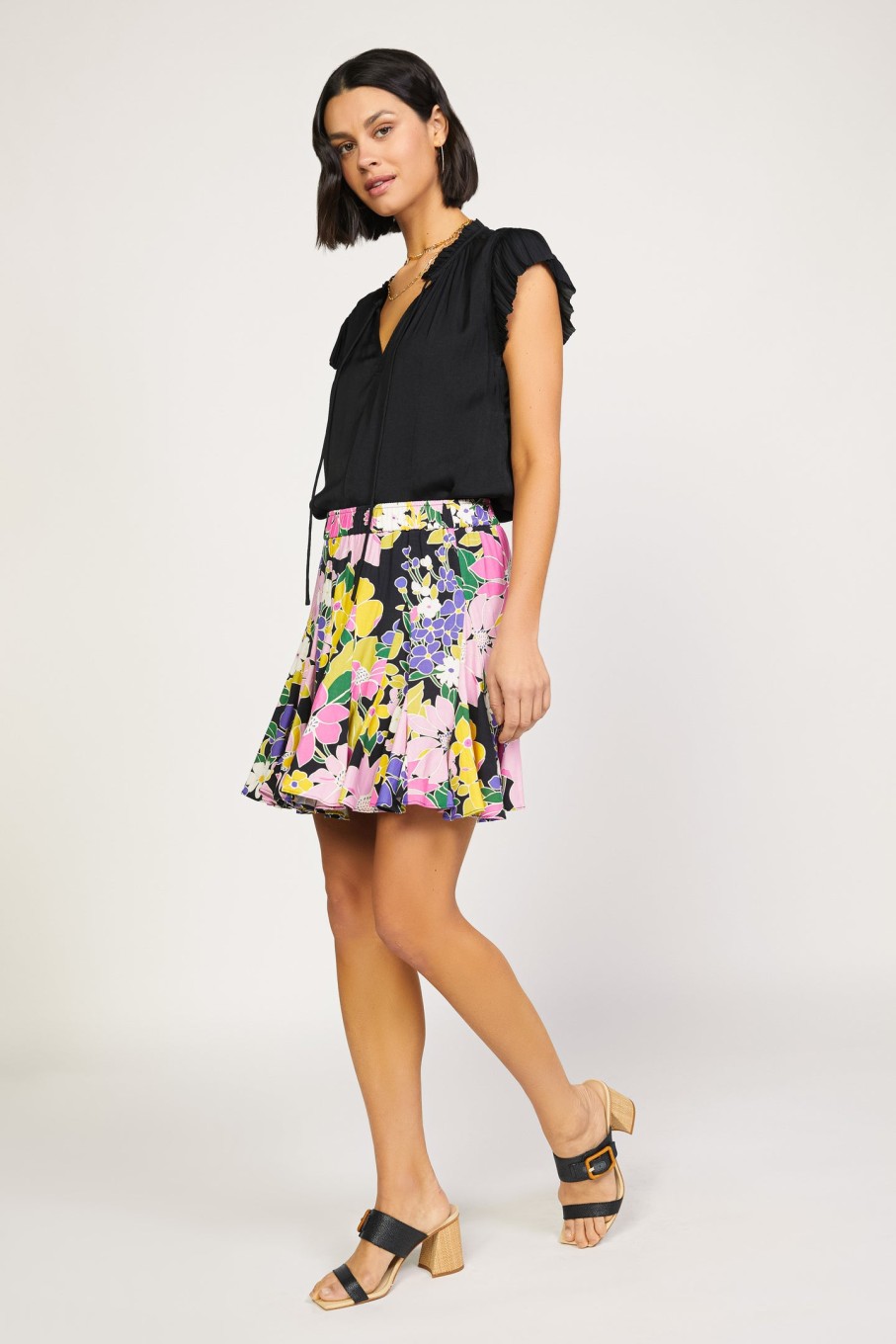 CURRENT AIR Vintage Floral Godet Skirt Skirts