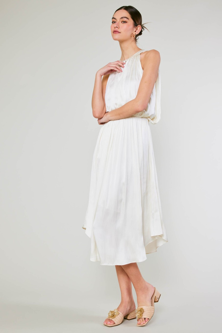 CURRENT AIR Draping Sleeveless Midi Dress Midi Dresses
