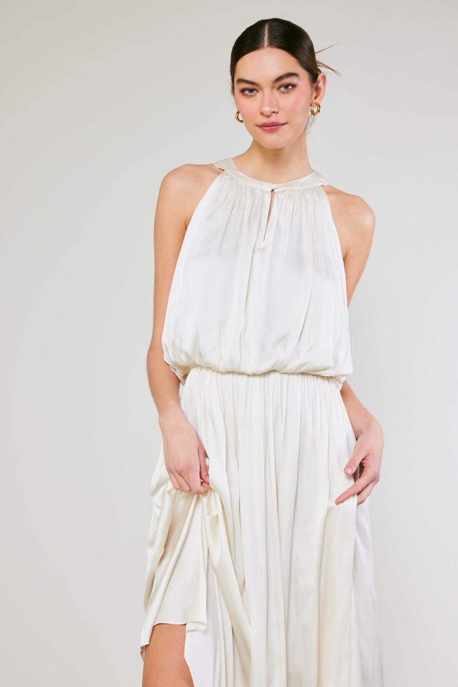 CURRENT AIR Draping Sleeveless Midi Dress Midi Dresses
