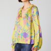 CURRENT AIR Floral Print Pleated Blouse Blouses