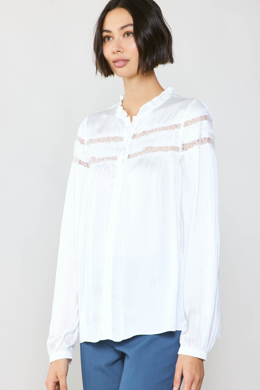 CURRENT AIR Yoke Lace Blouse Blouses
