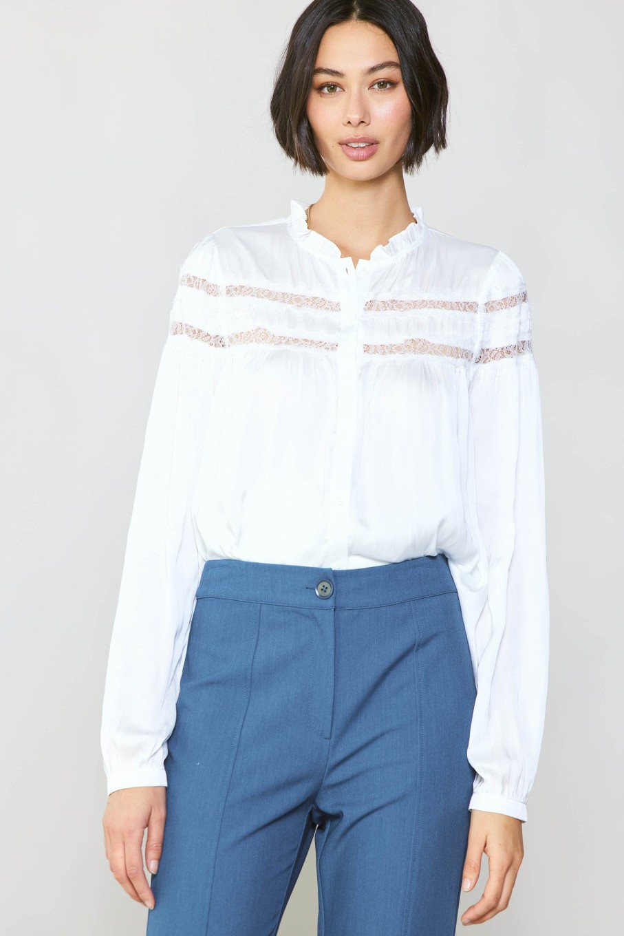 CURRENT AIR Yoke Lace Blouse Blouses