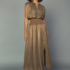 CURRENT AIR Metallic Ribbed Waist Dress Maxi Dresses