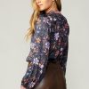 CURRENT AIR Contrast Stripe Floral Blouse Blouses
