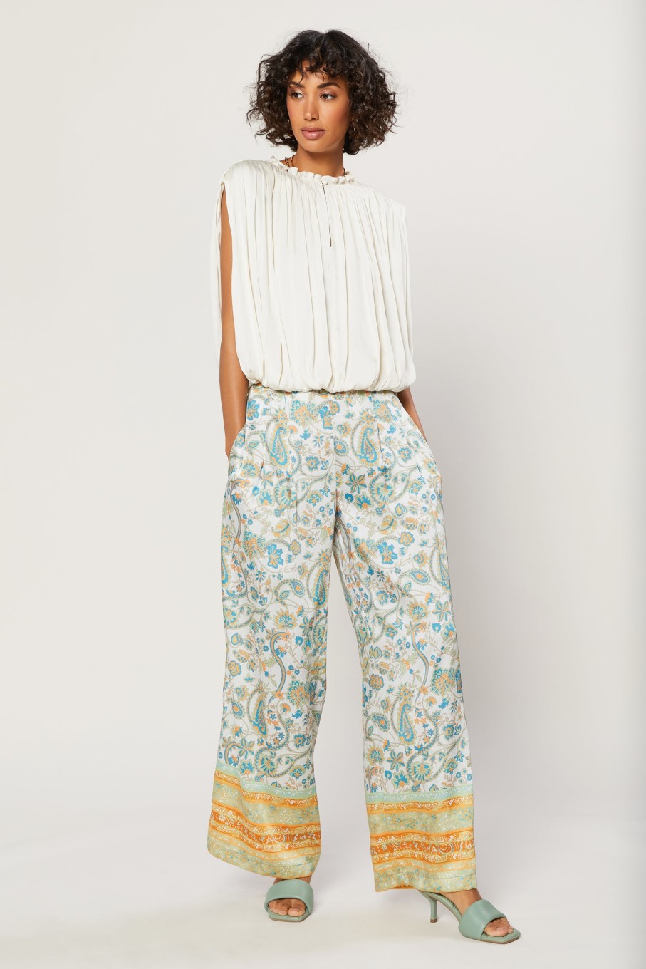 CURRENT AIR Sleeveless Shirred Top Blouses