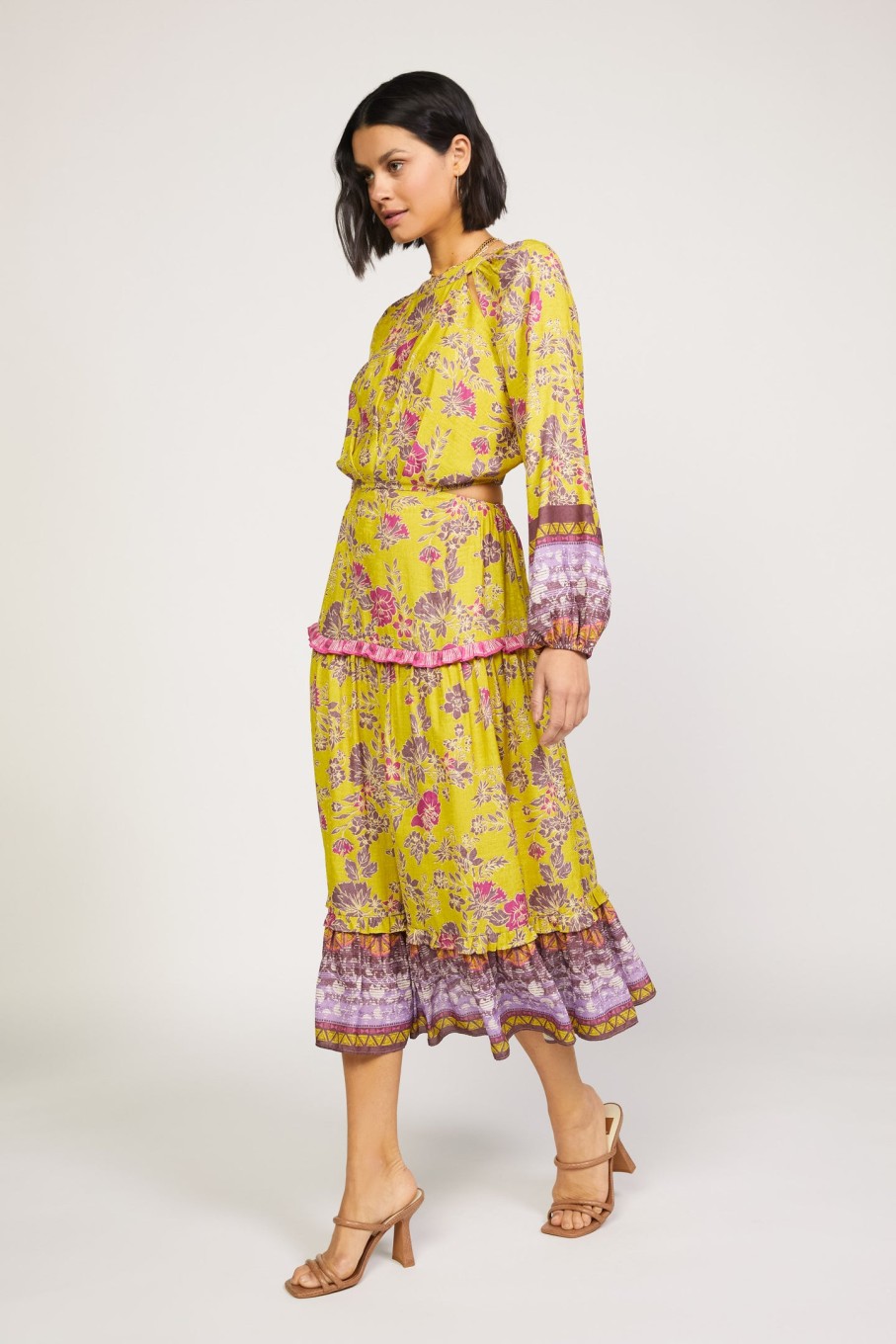 CURRENT AIR Cutout Floral Maxi Dress Maxi Dresses