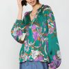 CURRENT AIR Pleated Floral Blouse Blouses