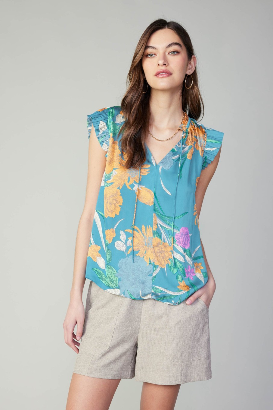 CURRENT AIR Margot Botanical Motif Blouse Blouses