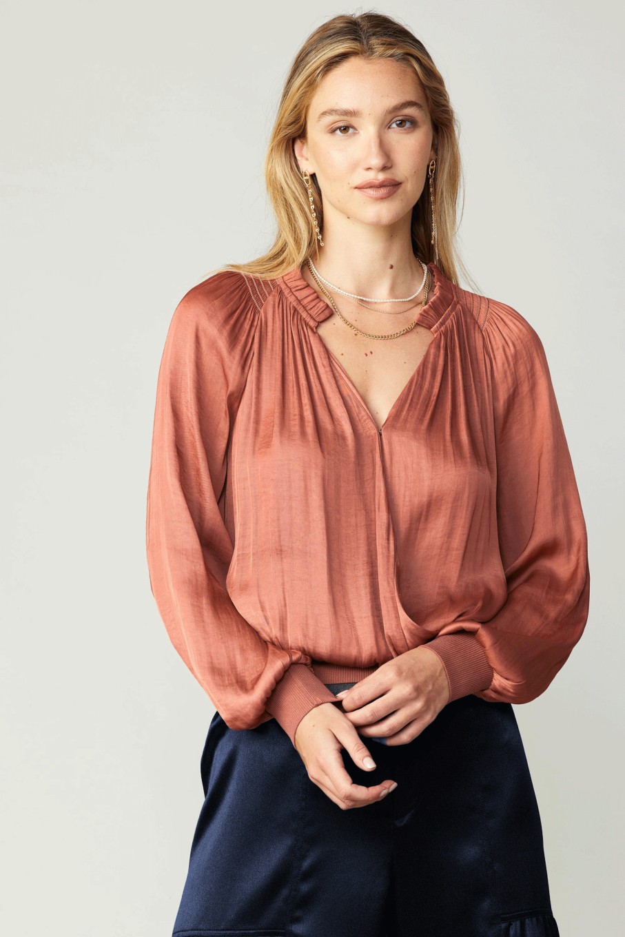 CURRENT AIR Ruffled Surplice Blouse Blouses