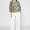 CURRENT AIR Baroque Floral Raglan Blouse Long Sleeve Tops