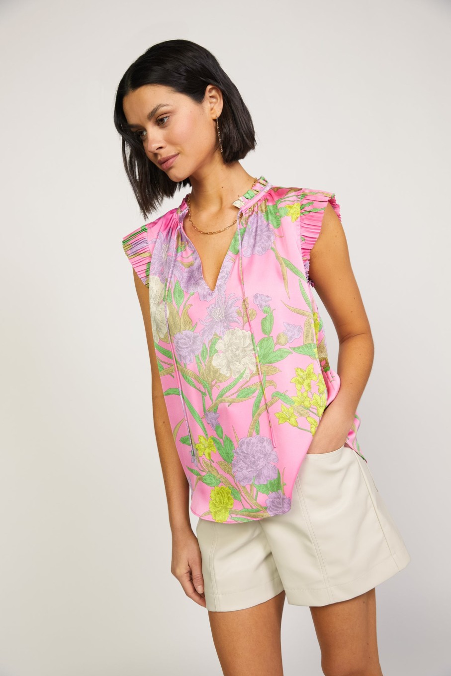 CURRENT AIR Margot Botanical Motif Blouse Blouses