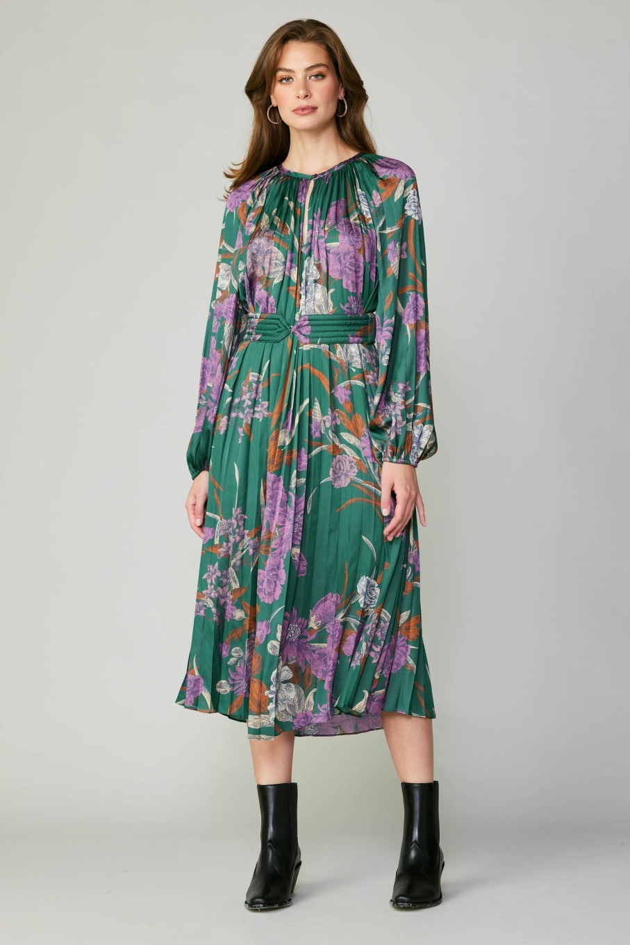 CURRENT AIR Botanical Belted Midi Dress Midi Dresses