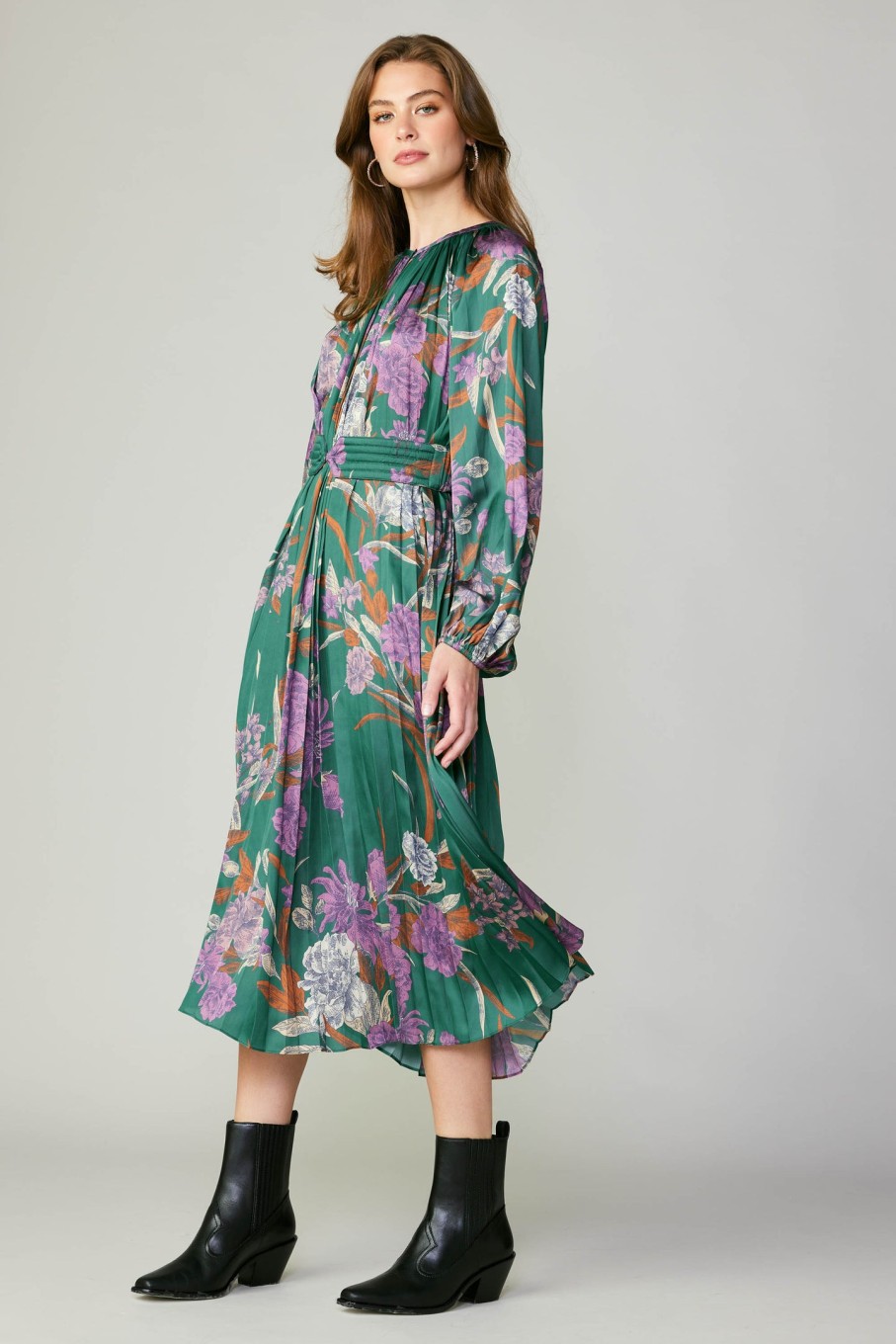 CURRENT AIR Botanical Belted Midi Dress Midi Dresses