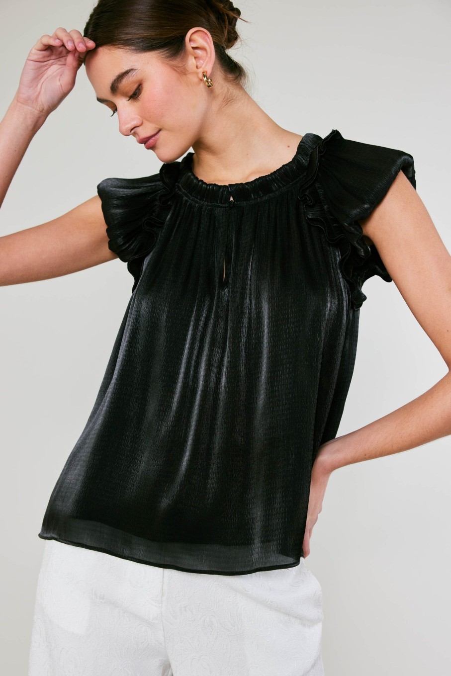 CURRENT AIR Satin Weave Top Blouses