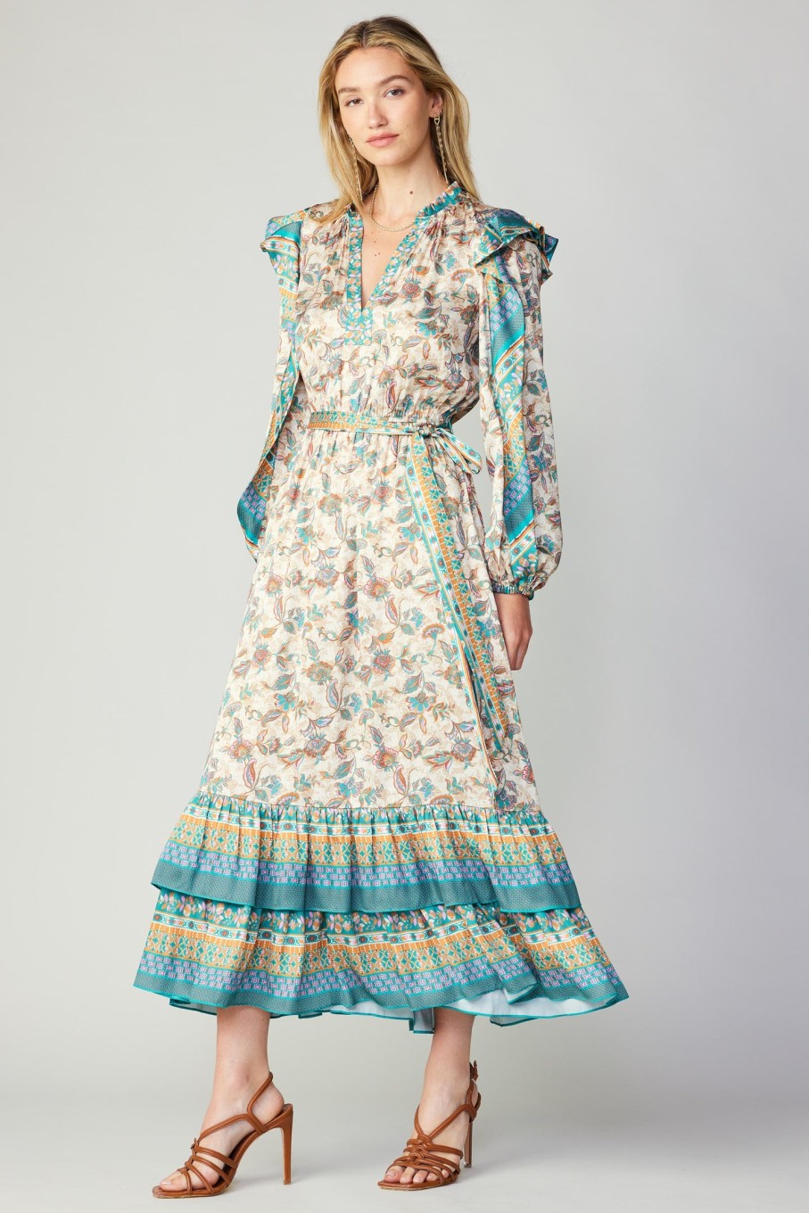 CURRENT AIR Autumnal Border Print Maxi Dress Midi Dresses