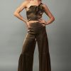 CURRENT AIR Cropped Lustrous Bow Top Blouses