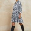 CURRENT AIR Abstract Motif Belted Dress Mini Dresses
